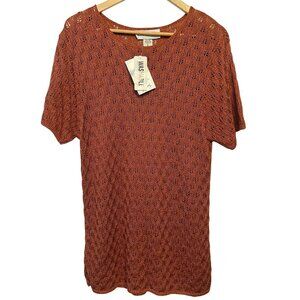 NWT VTG Norton McNaughton Women Open texture Knit Top Small Crew-neck USA Mature